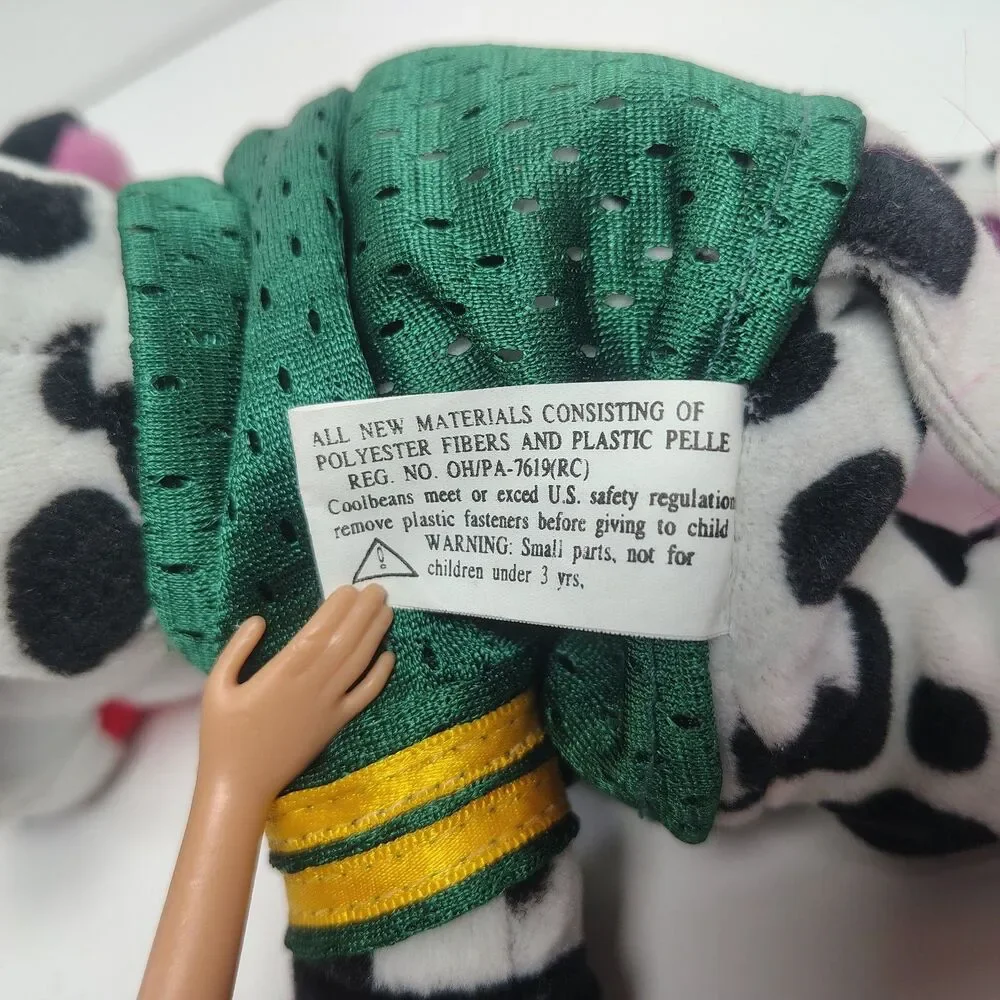 Vintage 1997 Green Bay Packers Plush Cow Stuffed Animal Pink Hair Jersey Mascot